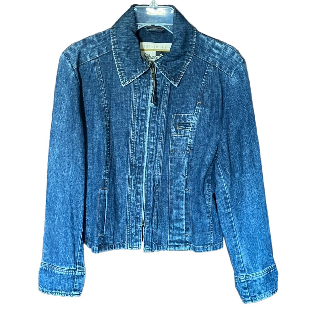 Wrangler Outerwear Women Jean Jacket ZipUp SZ M Full Zip Premium Quality Wear